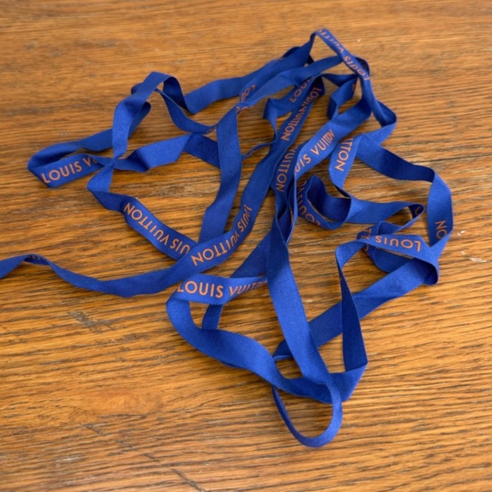 Vintage 1/2" WIDE LOUIS VUITTON Iconic Braid Blue LV Logo Ribbon.